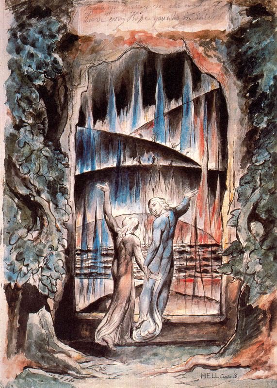 Dante y Virgilio en la entrada del infierno, por William Blake!